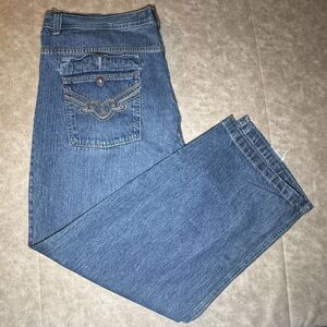 Koman Jeans Mens 42x32 Blue Straight Leg Embroidered Pockets y2k hip hop VINTAGE